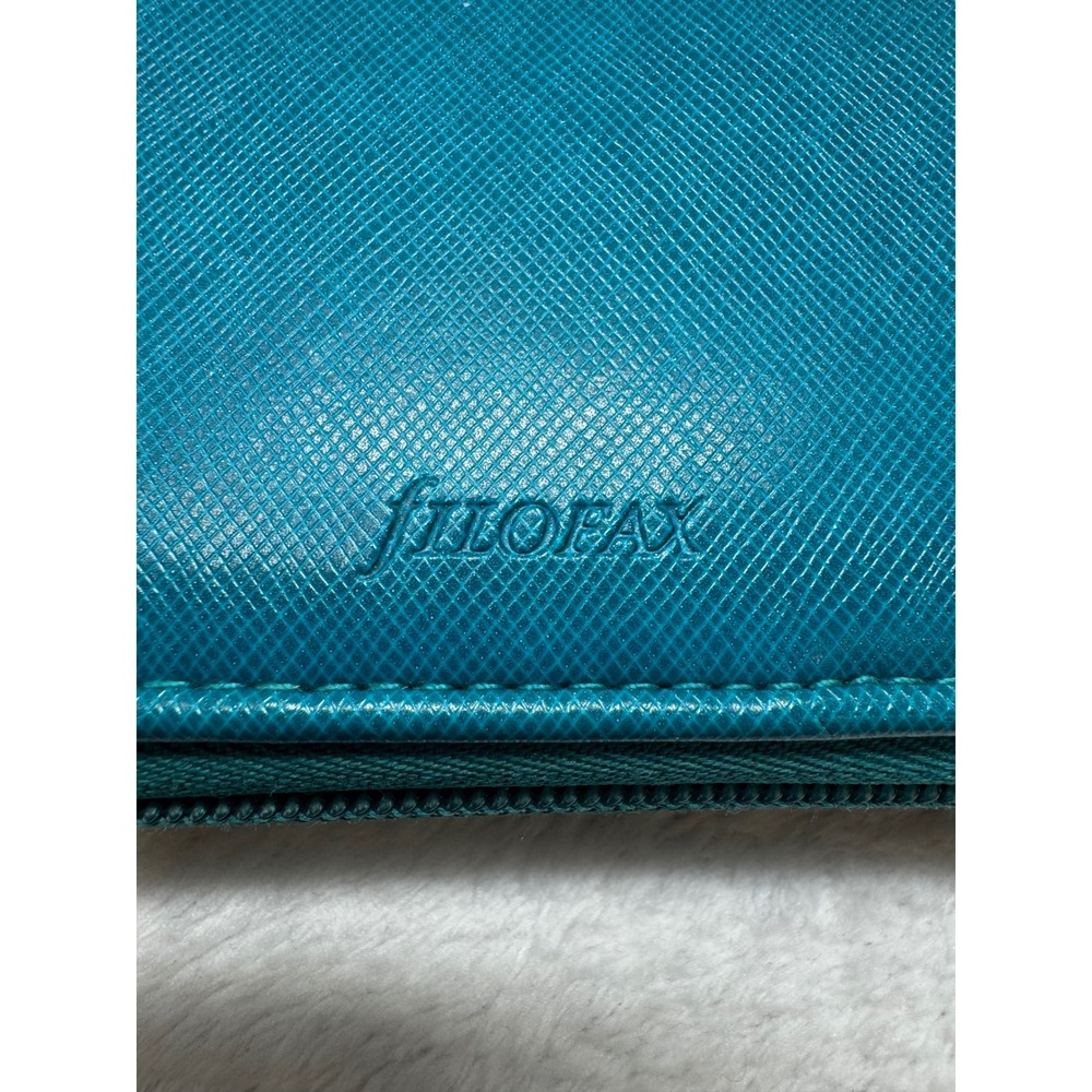 Filofax Saffiano Compact Zip Organiser Teal Blue Wallet Planner 022533
